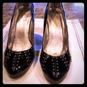 Studded 3.5 inch black heels